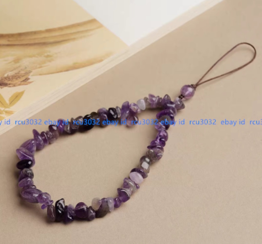 New Natural Amethyst Crushed Stone Wrist Style Anti Lost Phone Lanyard