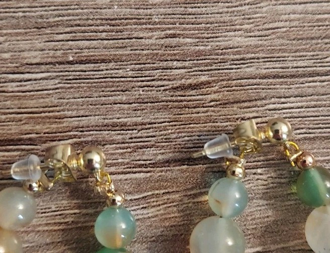 Marble Beaded Waterdrop Earrings Green Multicolor