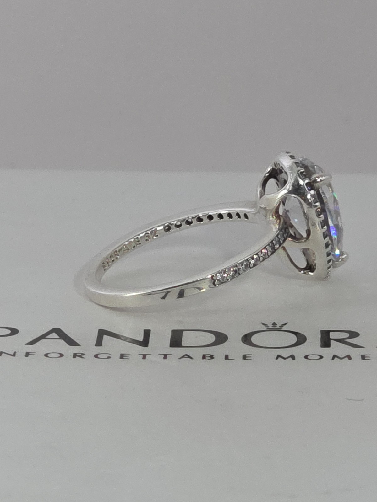 Pandora Sterling Silver Sparkling Teardrop Halo Ring US 6.0 EU 52 #196251CZ