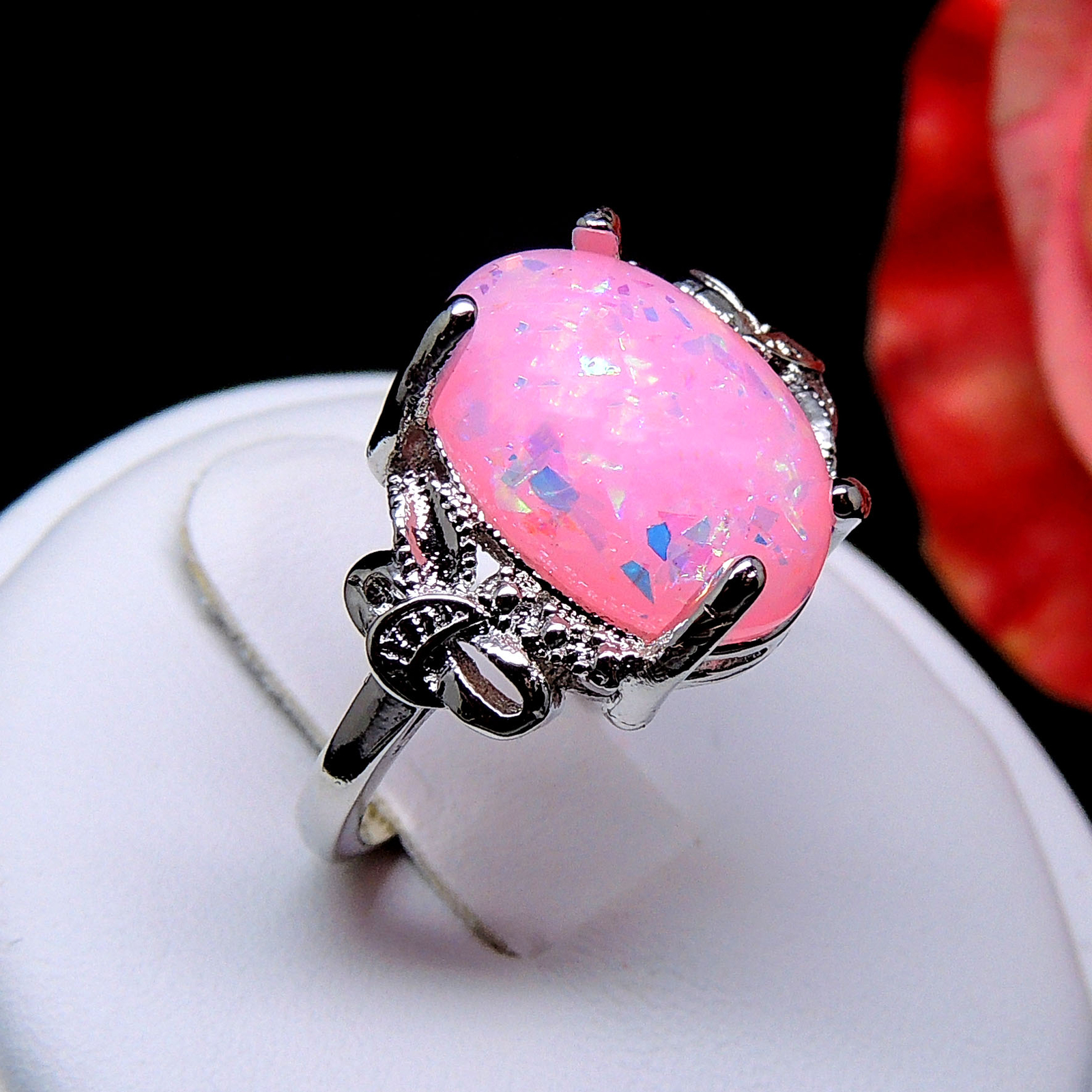Sharla Statement Ring Oval Pink Fire Opal Women Ginger Lyne Collection