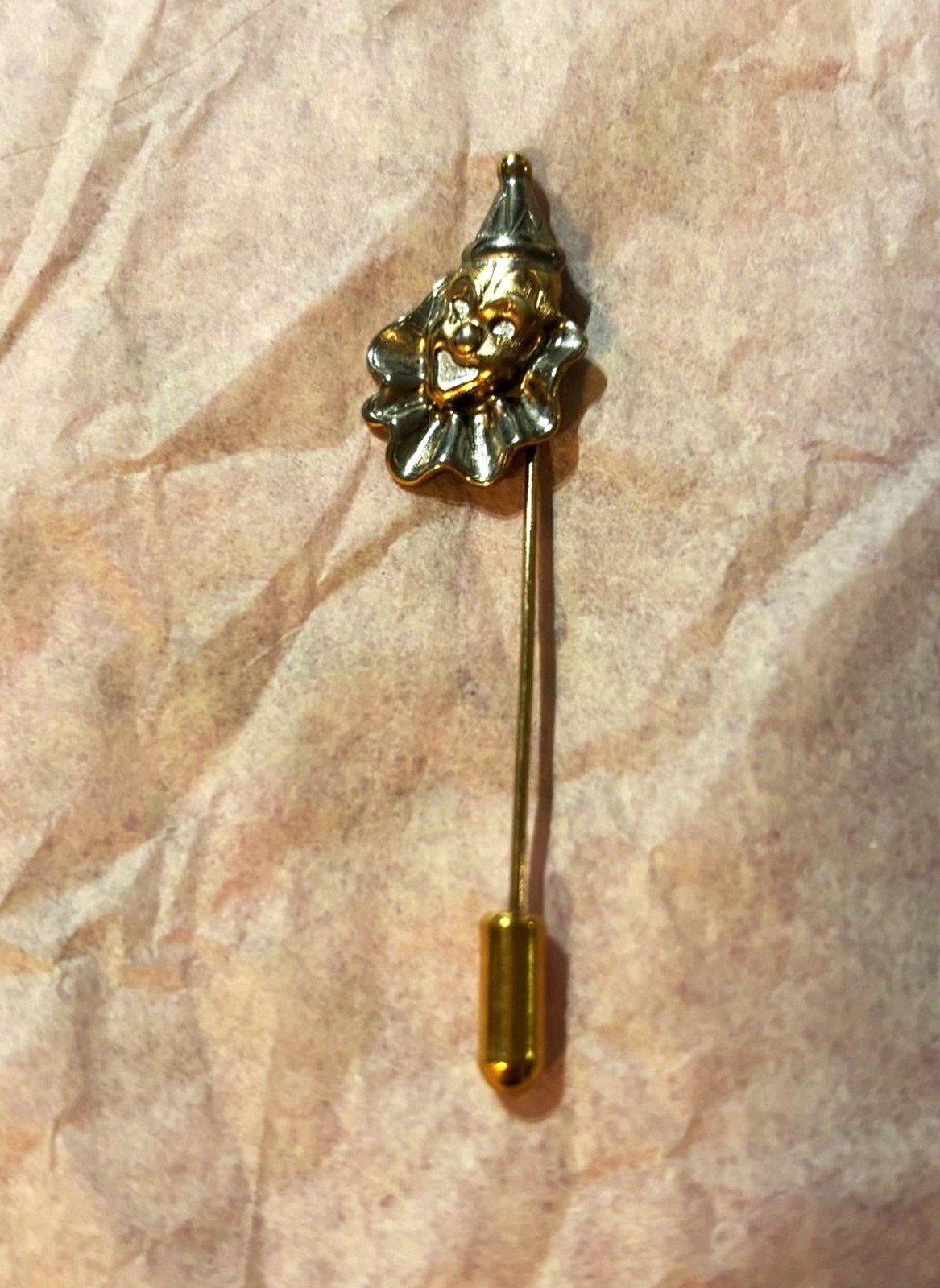 Vintage Silver-Tone and Gold-Tone Clown Hat Pin/Lapel Pin EUC