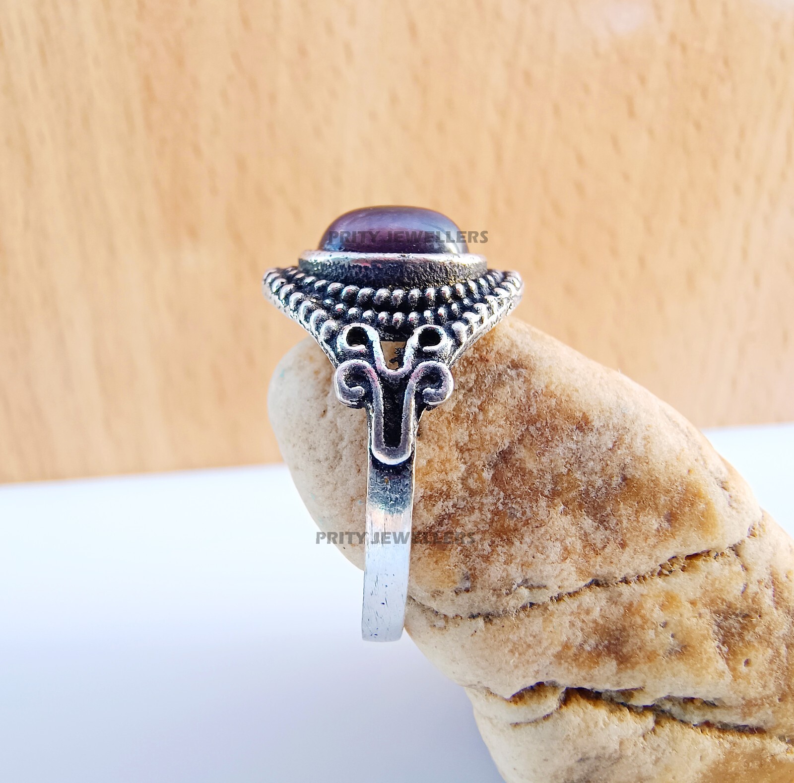 Natural Amethyst Silver Plated Ring, Handmade Antique Ring, All Size Available
