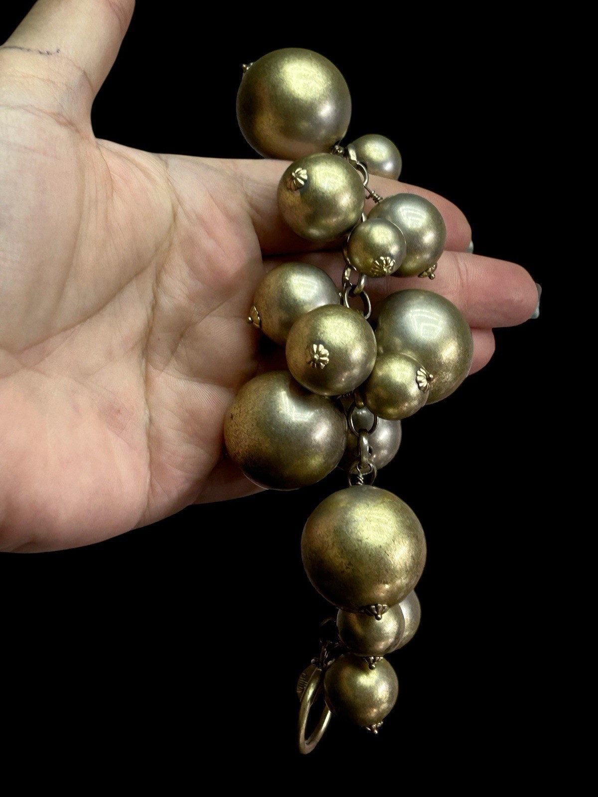 J.Crew Gold Bauble Cluster Bracelet Toggle 6.5” Statement Charm 100g