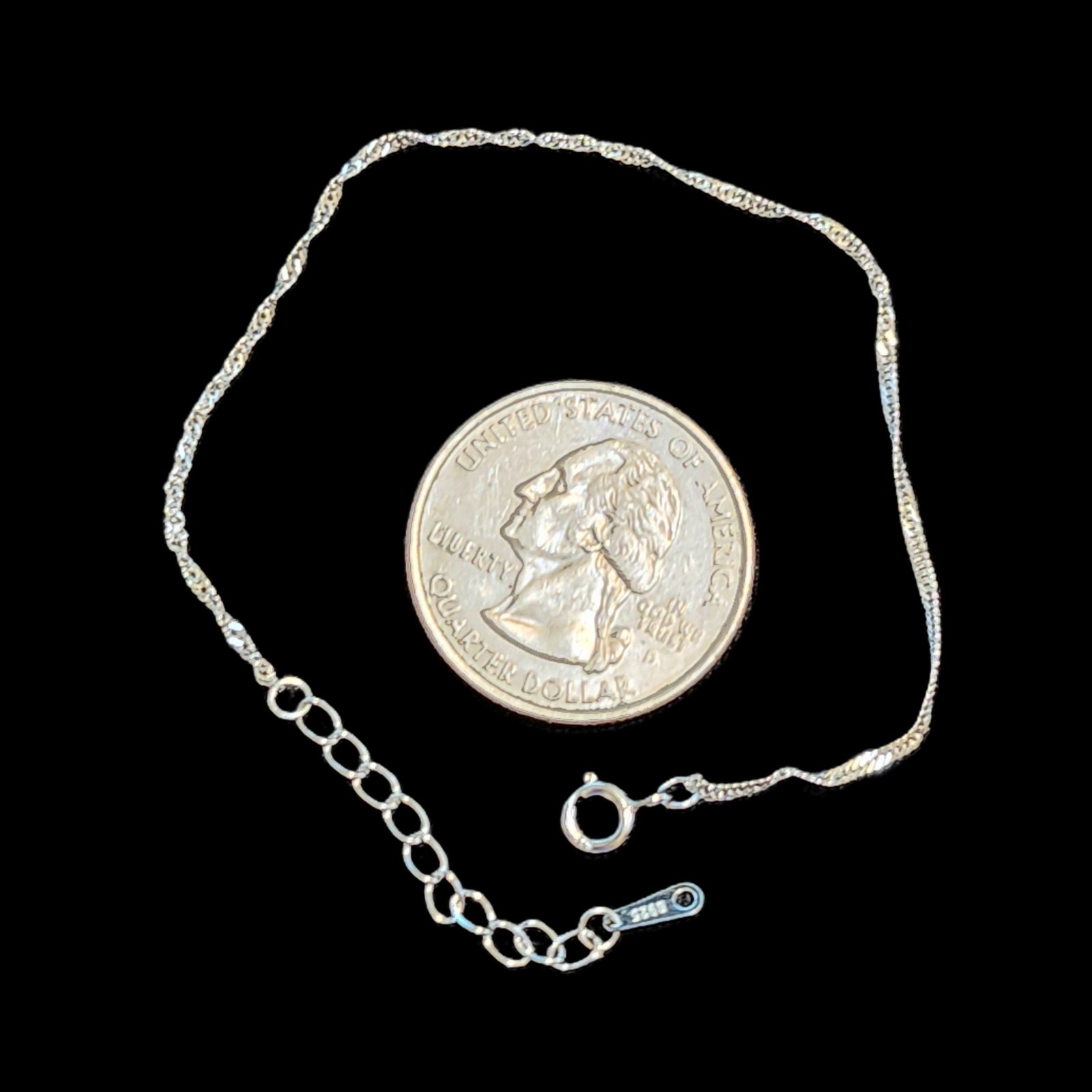 925 Sterling Silver Stamp 925 Bracelet 5.75-7.25” For Women