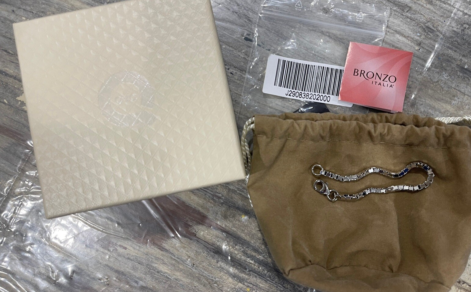 Bronzo Italia 6 3/4″ polished Box Chain Bracelet White Bronze item #J290838