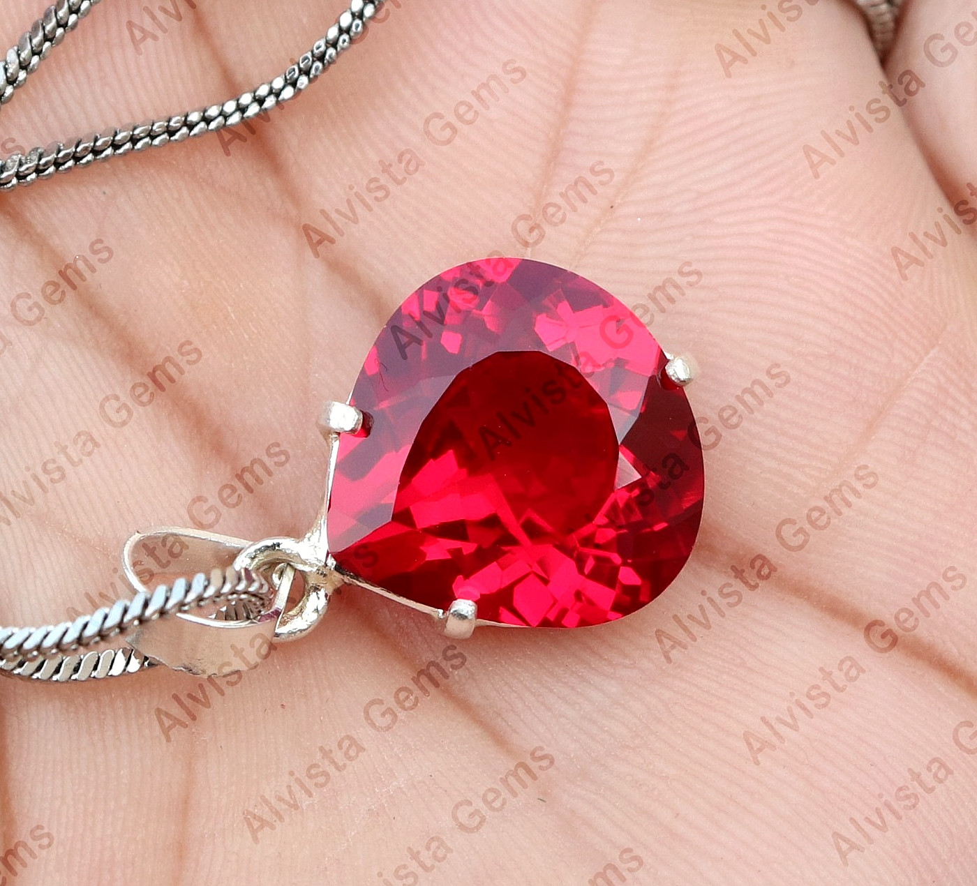 AAA+ Certified 19.55 Ct Natural Red Ruby 925 Solid Silver Pendant Loose Gemstone