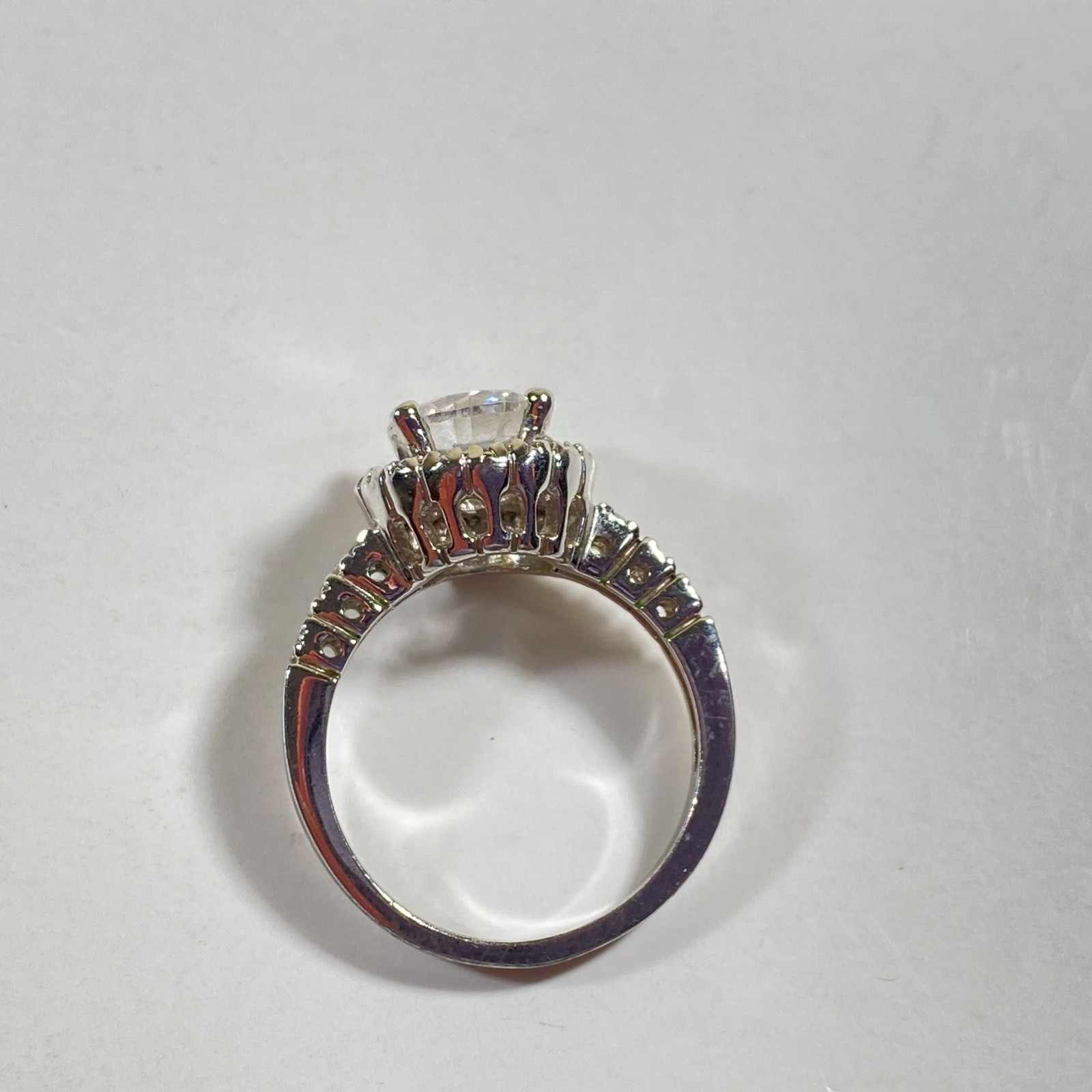 Lia Sophia Round Crystal CZ Halo Setting Ring Silver Tone Pave Size 8 Very Good