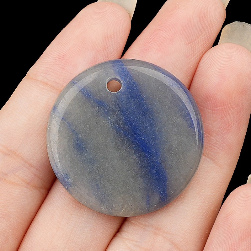 10pcs Mixed Natural Stone 30mm Round Beads Pendants DIY Jewelry Making Healing