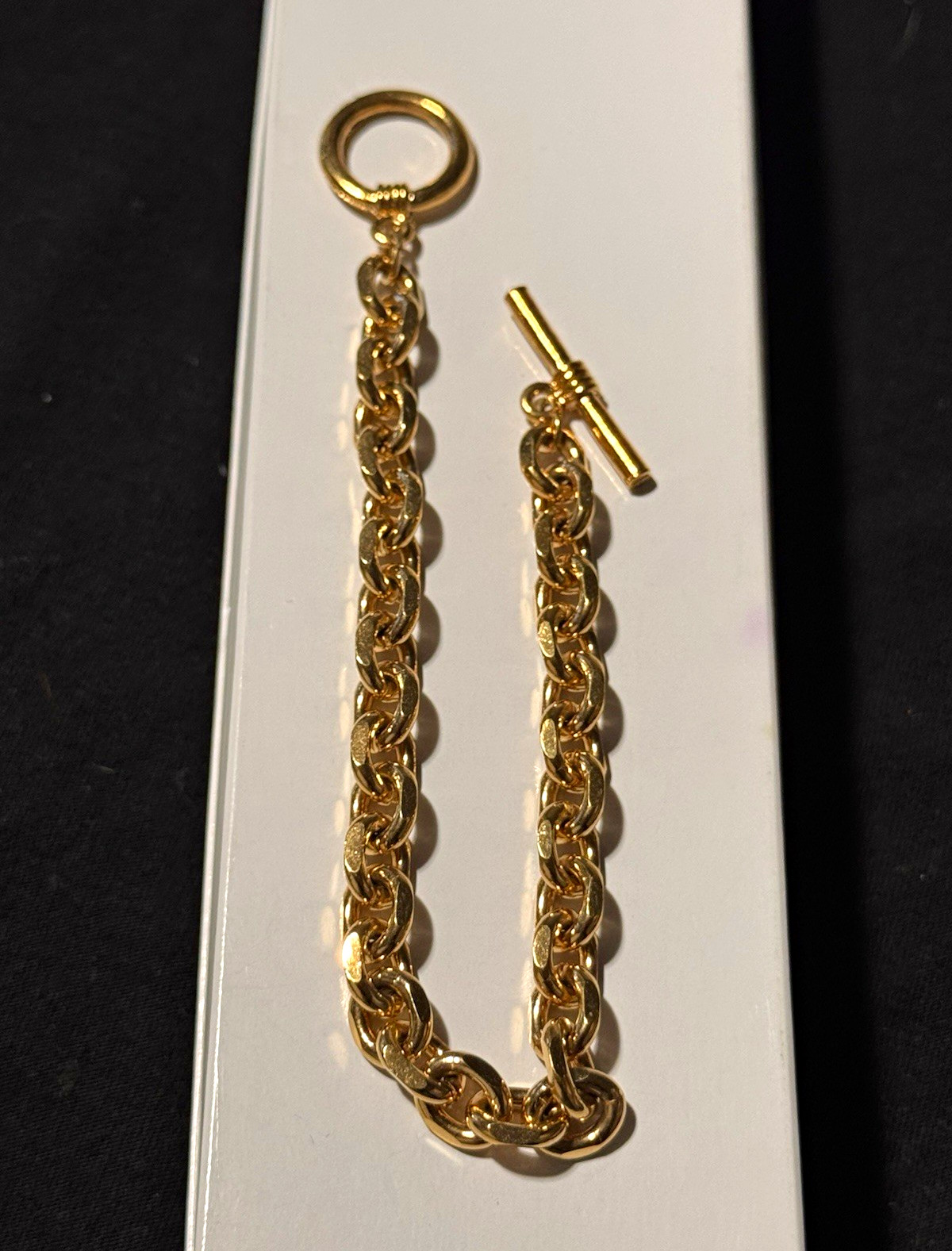 Gold-Tone Curb Link Chain Bracelet w/Toggle Closure, No Stone