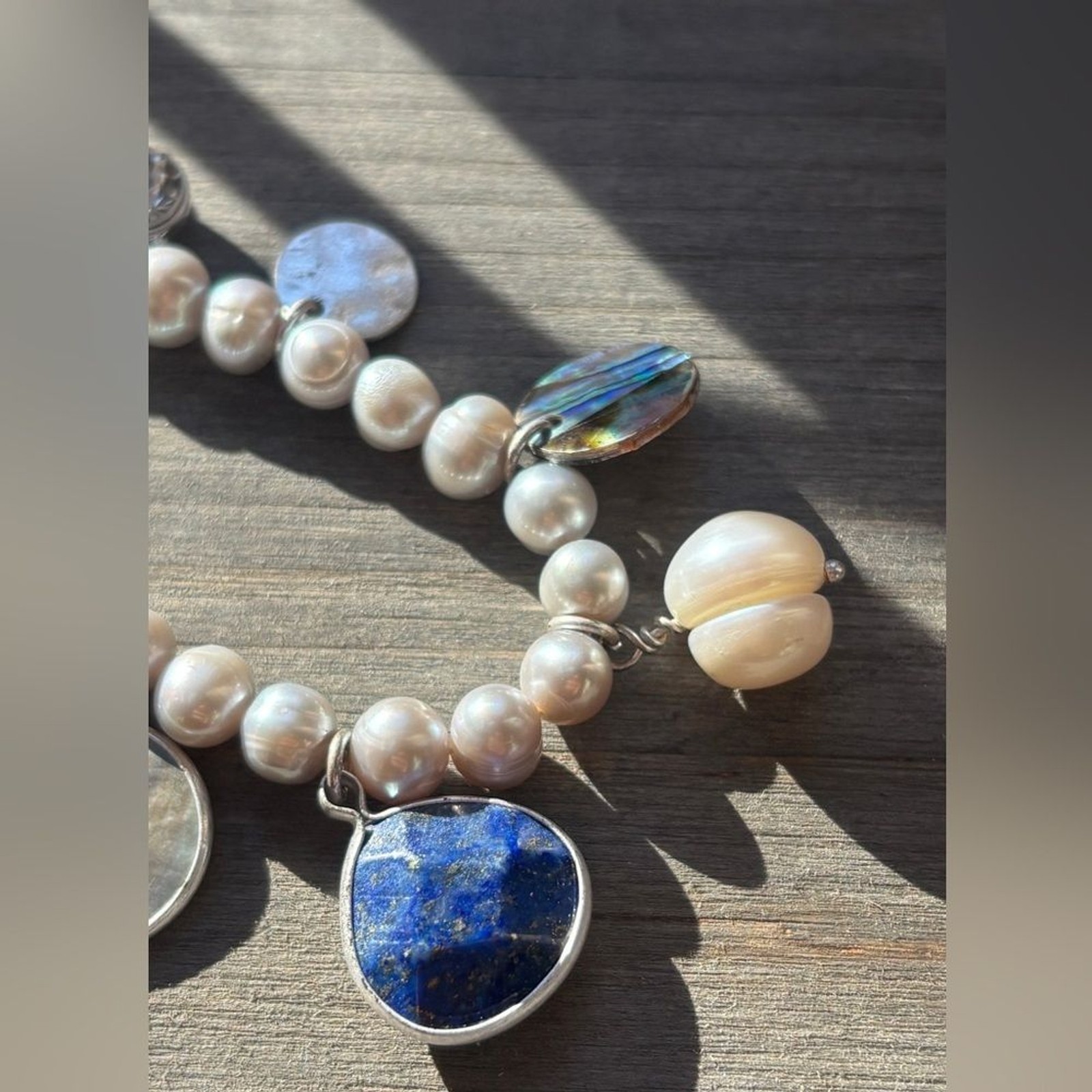 Tommy Bahama Mother of Pearl and Charm Necklace with Silver Accents NWT