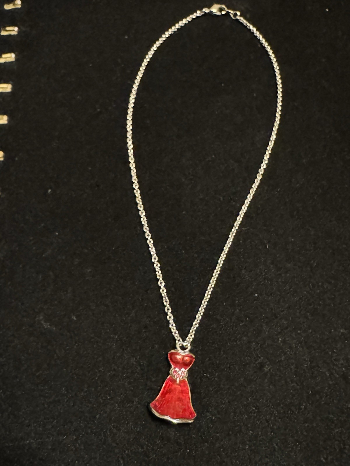 Swavorski Red Dress Pendant on Silver-tone 16” Necklace