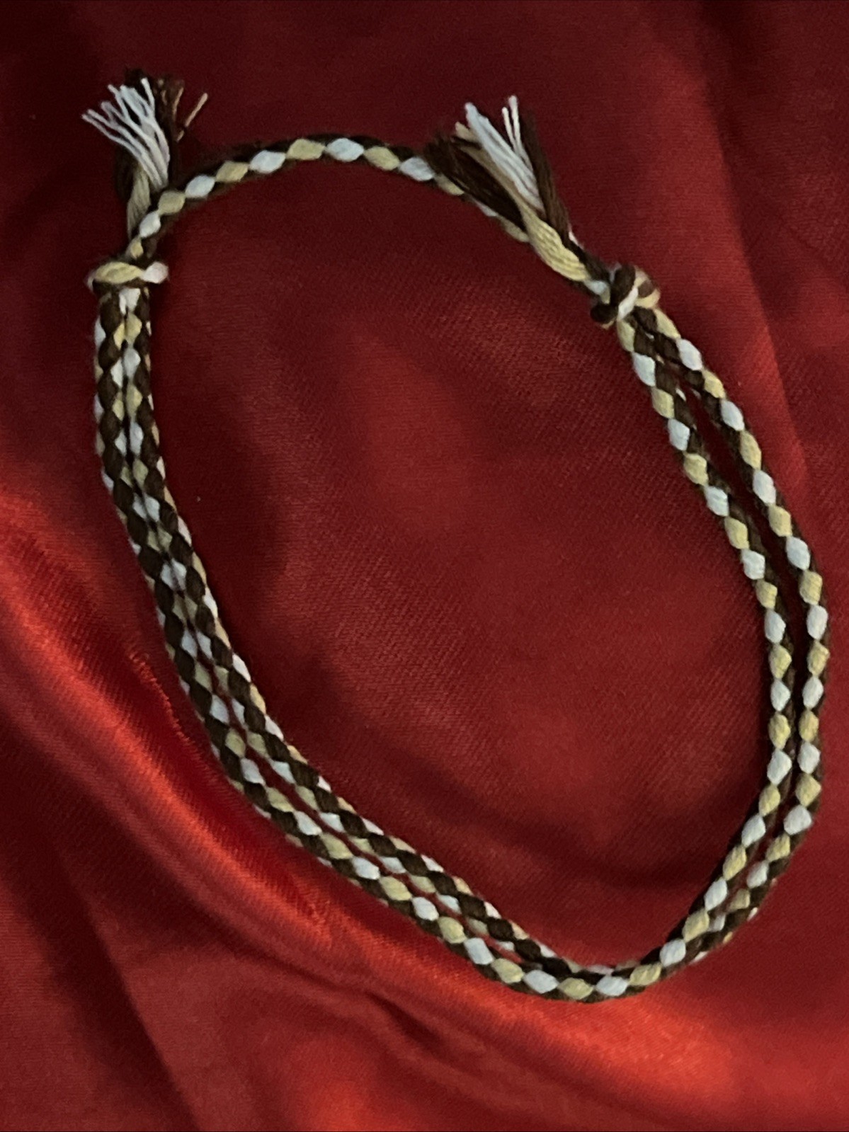 NEW BOHO BRAID THREAD FRIENDSHIP BRACELET ADJUSTABLE KNOT TAN BROWN WHITE NIP