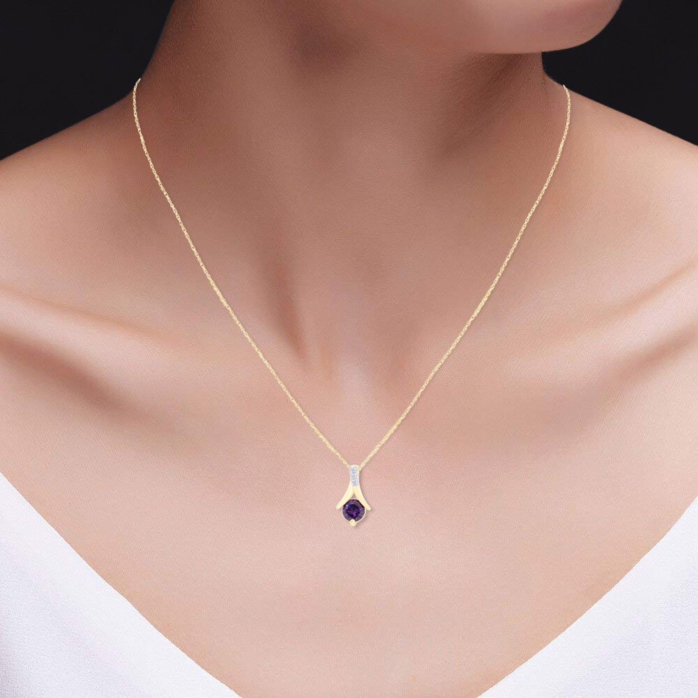 Solitaire Necklace & Earrings Set Simulated Amethyst 18″ Chain Sterling Silver