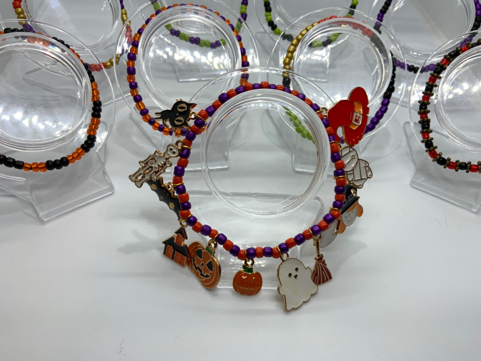 Lot of 9 Seed Bead Multi Color 2.5mm-3mm Glass Bracelets Jewelry Holiday