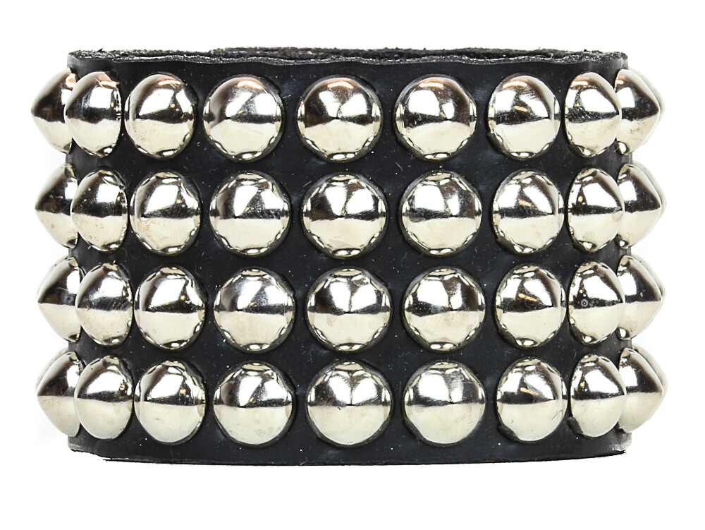 Studded Four Row 3/8″ UK Conical Stud Punk Bracelet Goth Fetish Thrash Metal