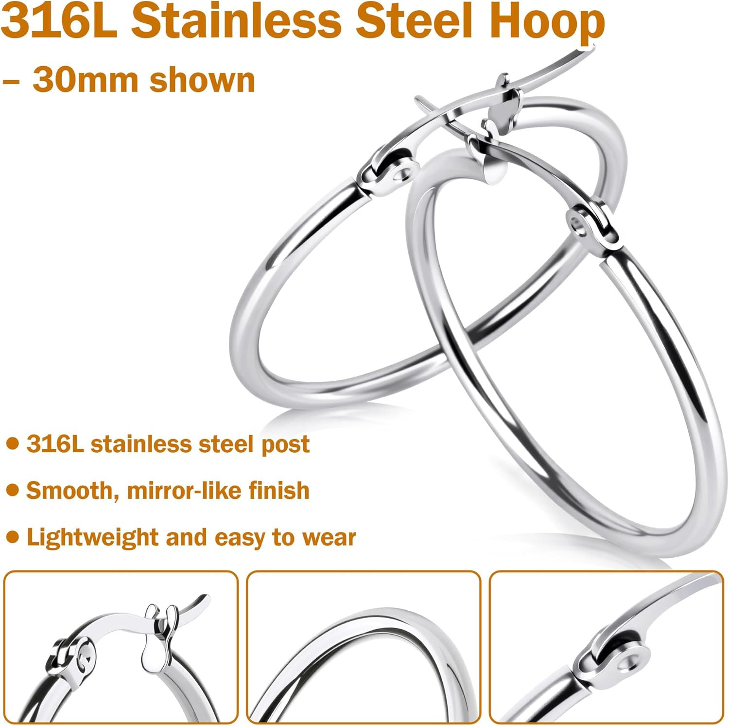 8 Pairs Gold Hoop Earrings for Women, 14K Gold Plated and Silver Hoops, Hypoalle