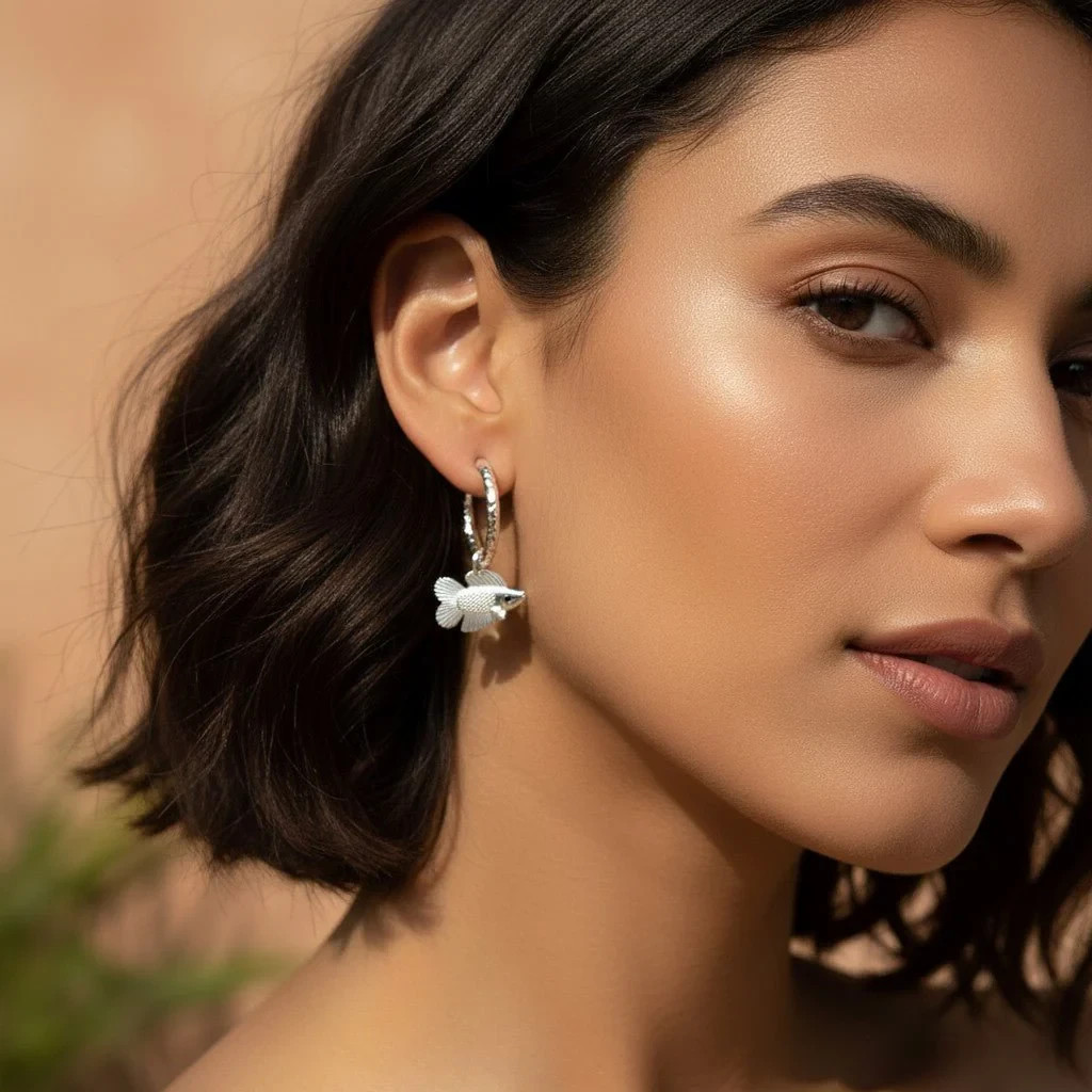 Charm Hoop Earrings Minimalist Double Drop