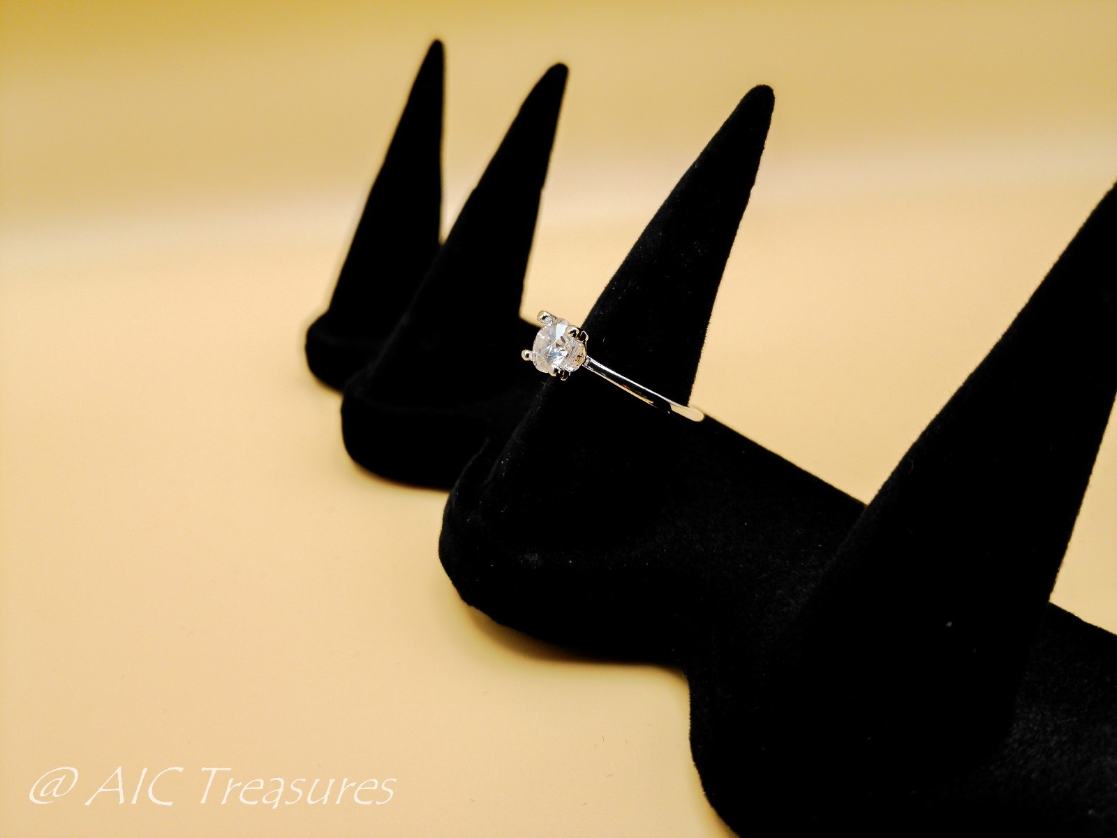 14K Gold Over Silver Moissanite Solitaire Ring Size 7 D Color GRA Certified
