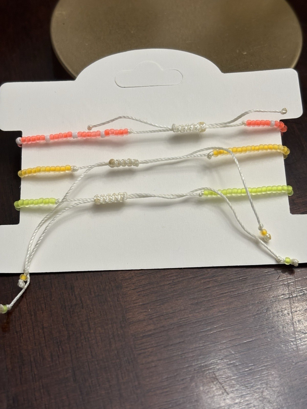 Set of 3 Adjustable Multicolor Beaded Cord Friendship Handmade