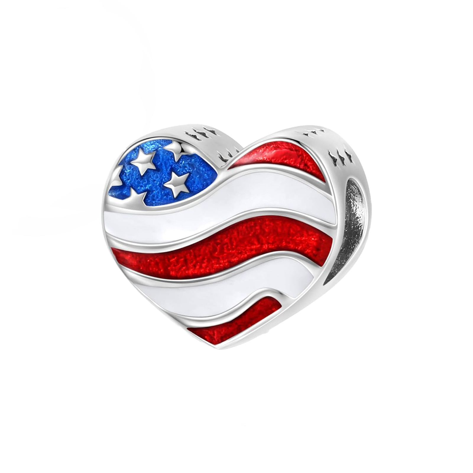 USA Flag Heart Bead Charm, Usa Heart Charm, Heart Charm