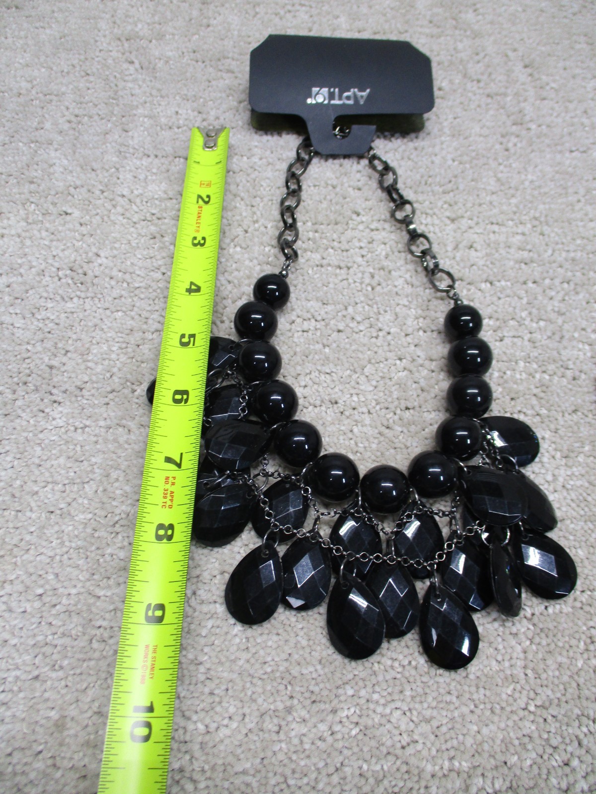 APT 9/ C RSVP Jewelry Necklace Lot Of 2 Black Stone Rhinestone NWOT