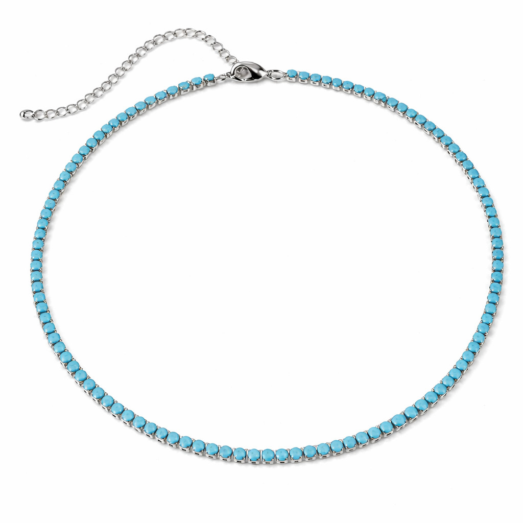 ZARD Turquoise Tennis Choker Necklace In Silver