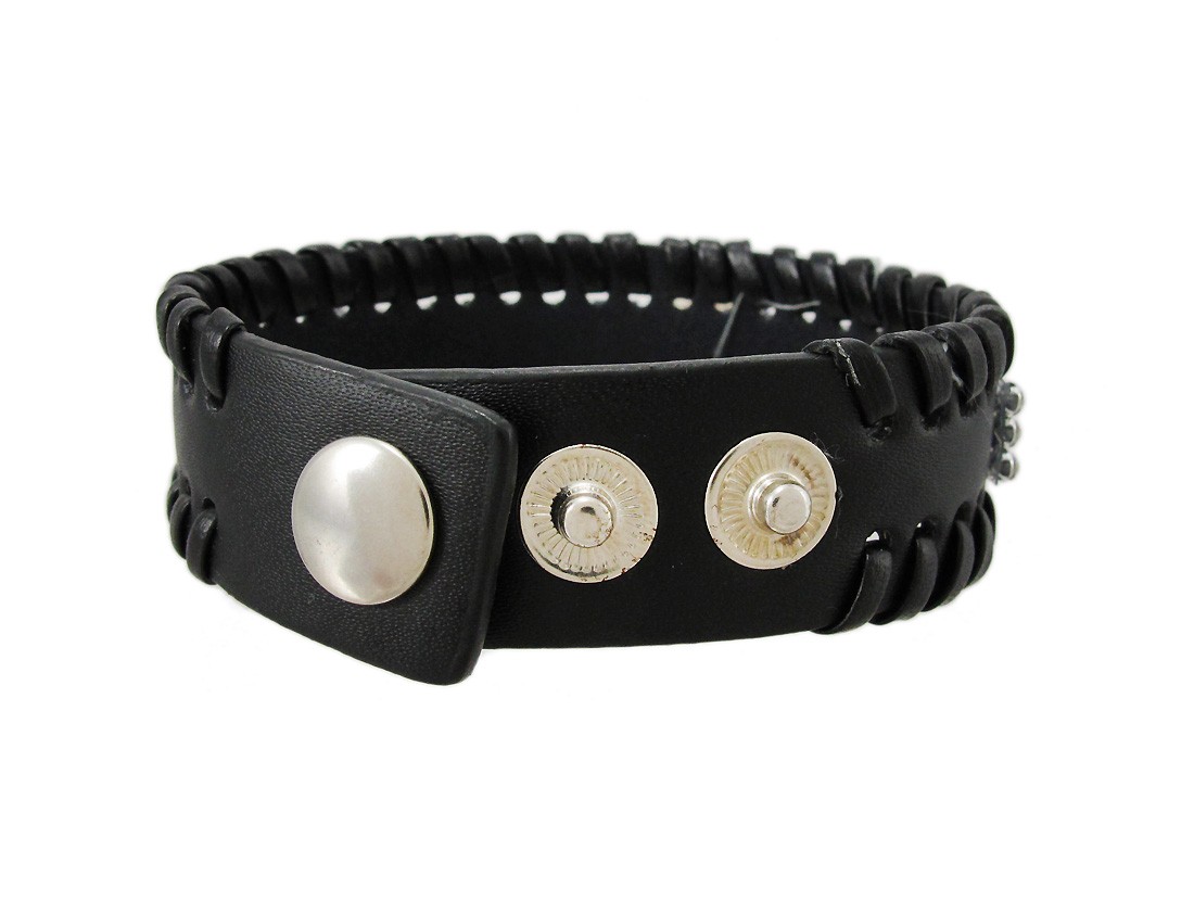 Zeckos Black Vinyl Clear Rhinestone Accented Bracelet Wristband