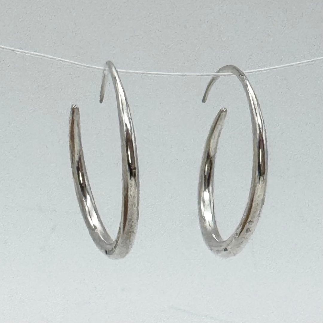 GUCCI Hoop Type Earrings SV 925 Silver Logo Engraved Circle Women 3.1cm x 3cm