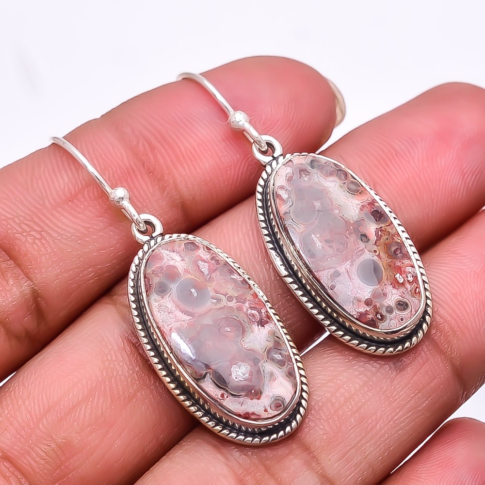 Asteroid Jasper 925 Sterling Silver Handmade Earring 1.76″, Christmas Gift