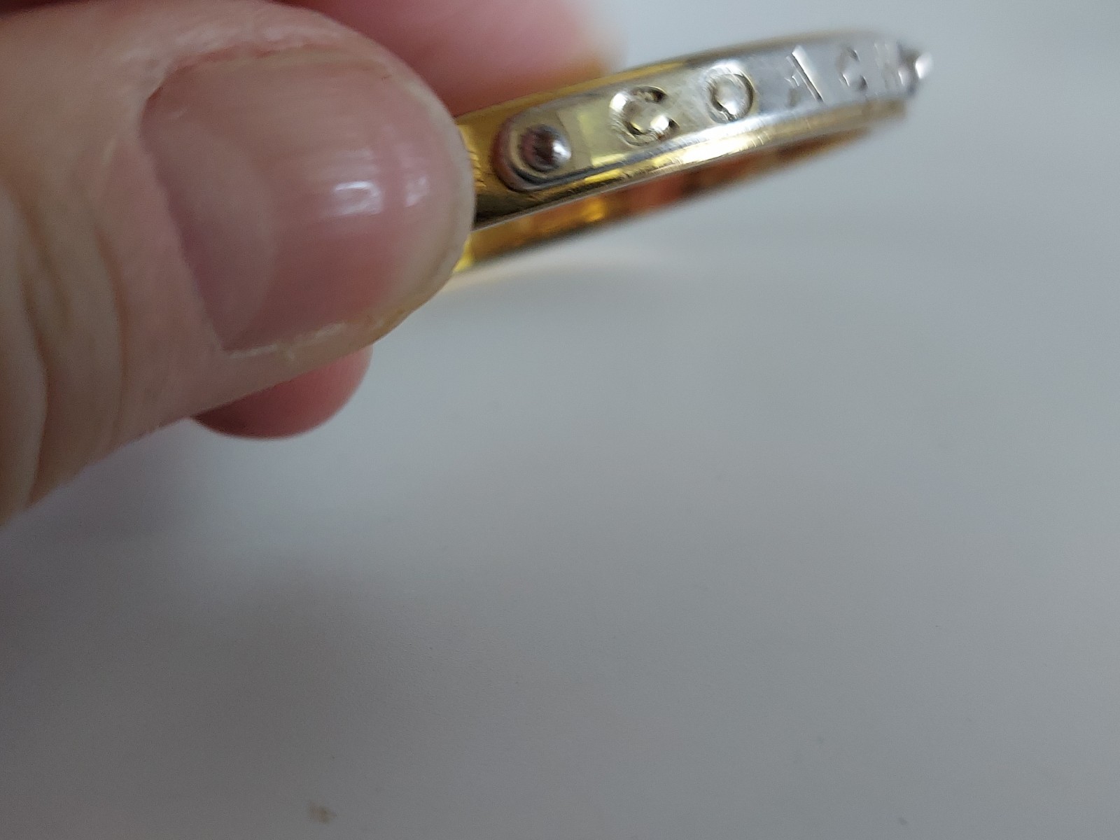 Authentic Coach Gold & Silver Branded Hinged Bangle Bracelet Size 6.75