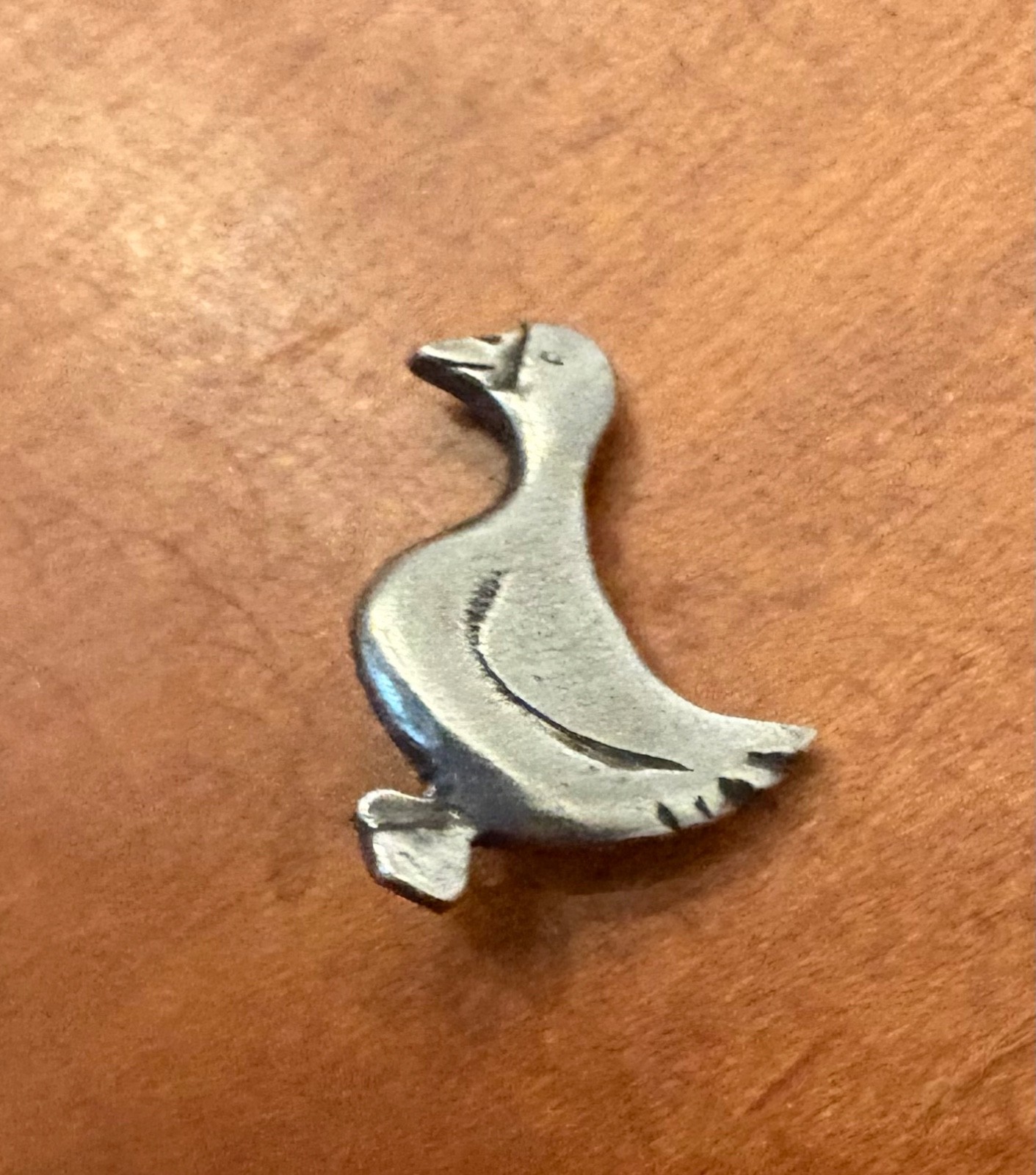 Vintage Pewter Duck Pendant 0.75″ Maiden Vermont Signed DP Ltd 1986 Danforth