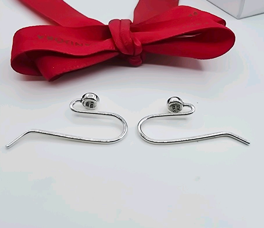 Authentic Pandora Silver Pearl Dangle Earring Hooks Wire Compose 290671P Retired
