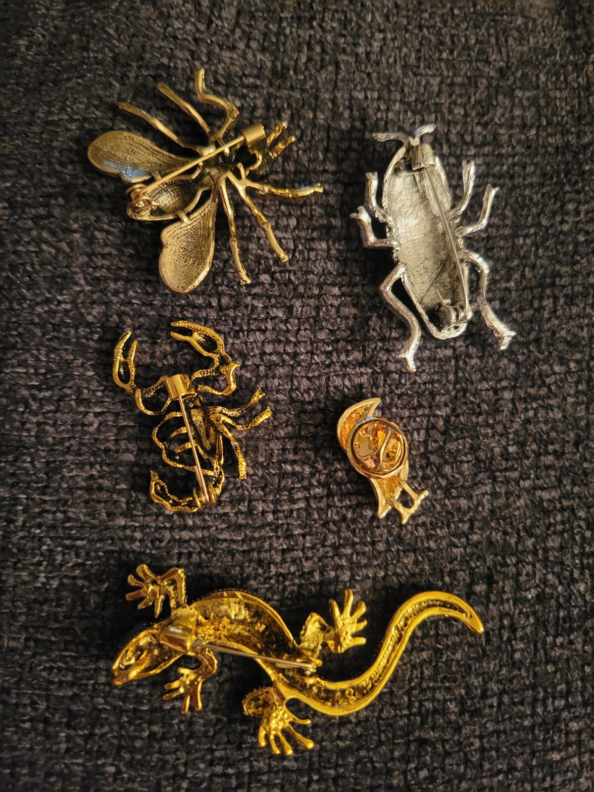 Lizard Crow Hornet Bee Roach Scorpion Insect Bug Brooch Pin Lot CA USA E223