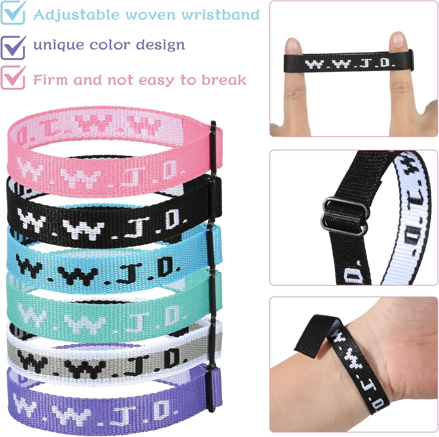 Durable 6PCS WWJD Bracelets – Lightweight Christian Wristbands, Perfect Gift Set