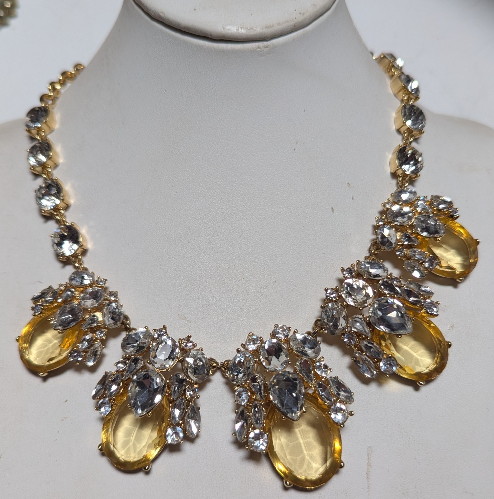 Talbots Canary Yellow Rhinestone Statement Necklace 18 – 21 Inches