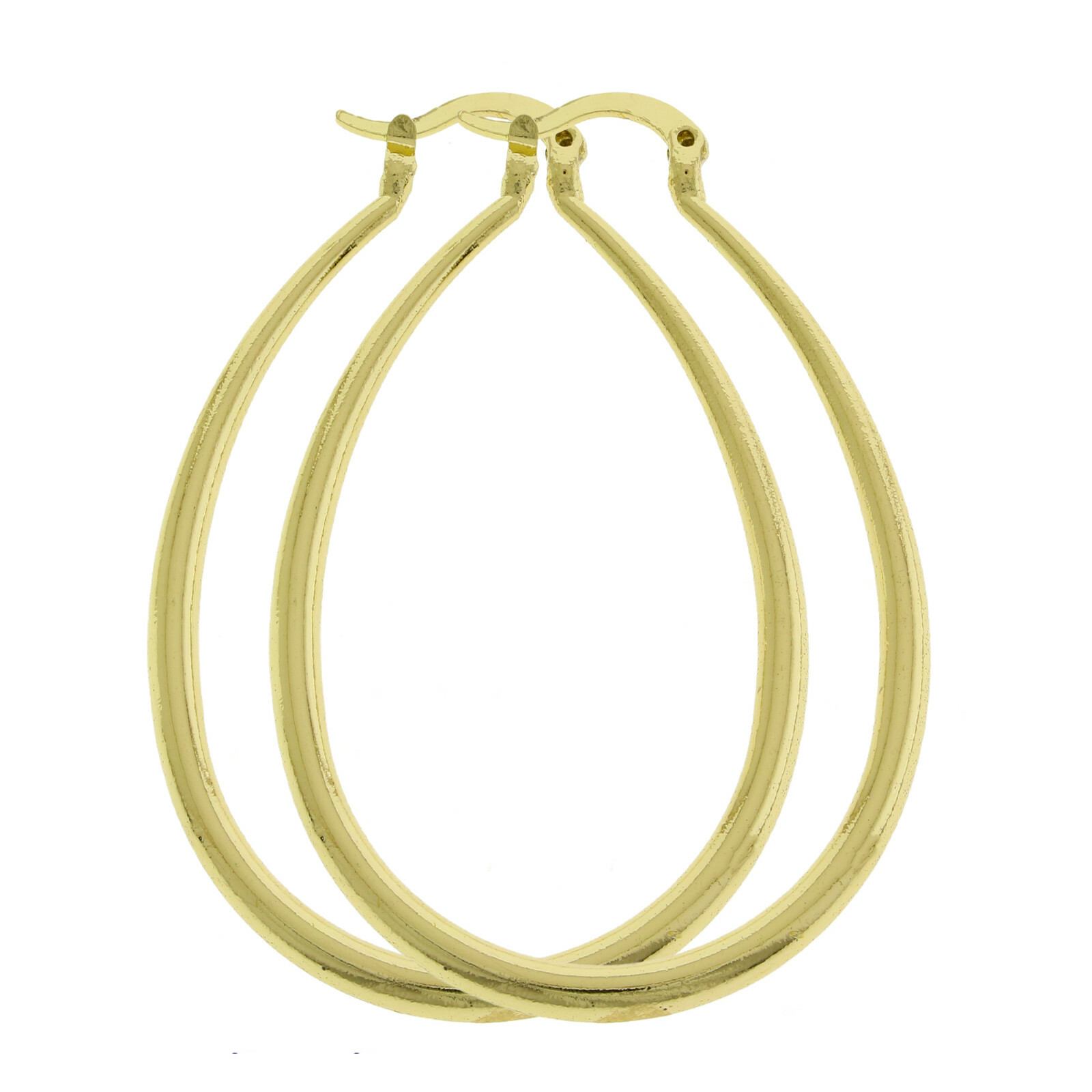 14K Gold Filled Medium Large XL Tear Drop Oval Shape Hoop Click Top Earrings