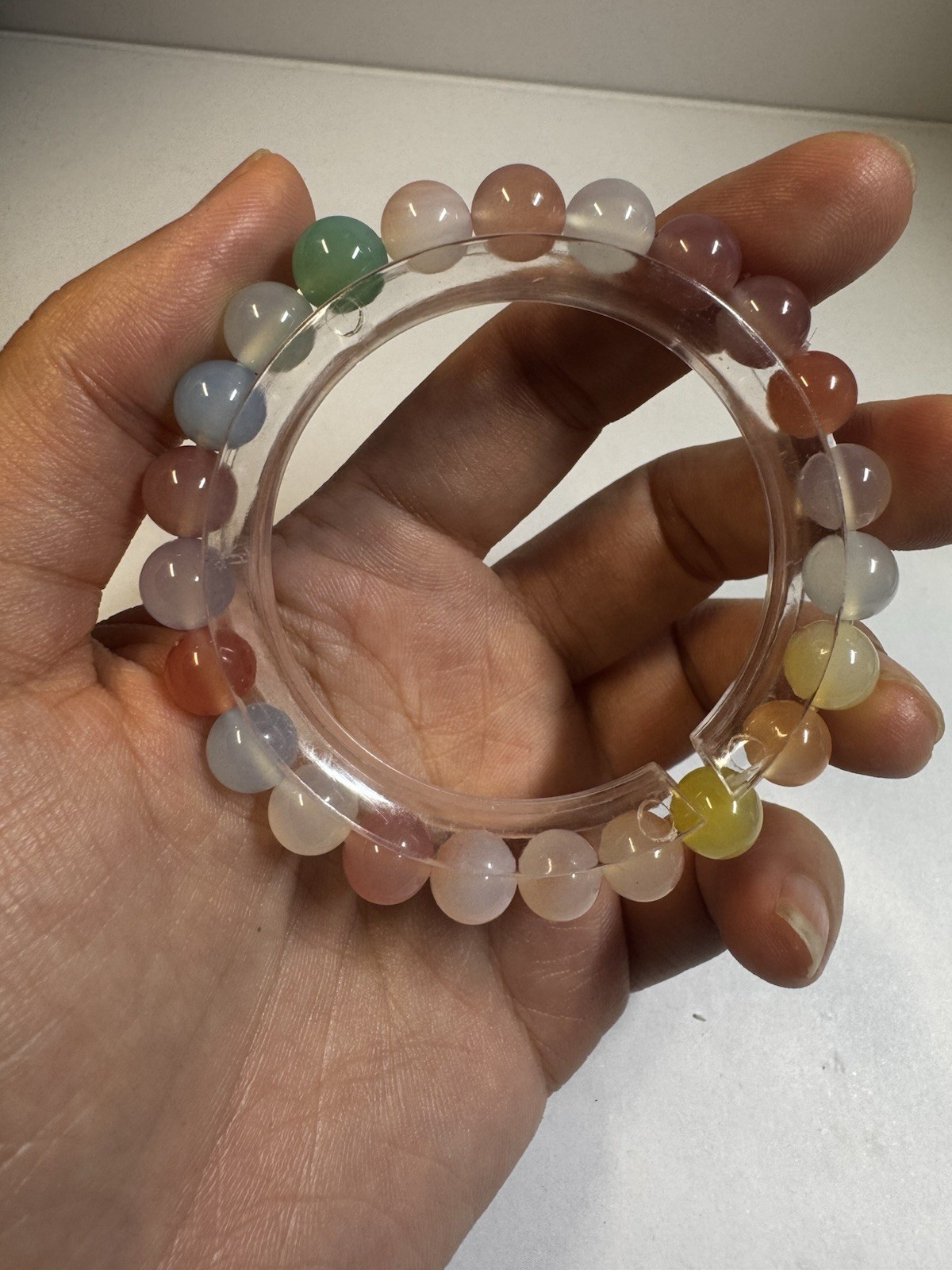 multicolor 8mm round beads yanyuan agate stretch Bracelet new 6.5” good quality