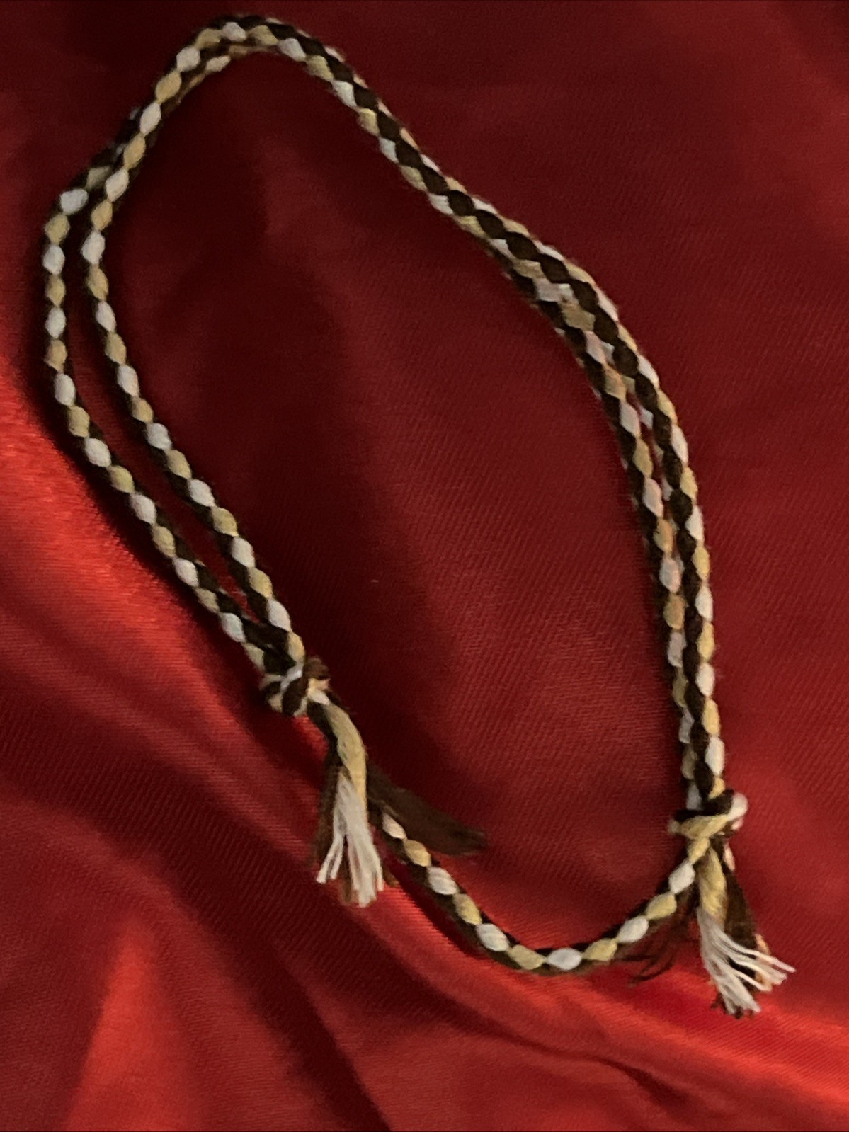 NEW BOHO BRAID THREAD FRIENDSHIP BRACELET ADJUSTABLE KNOT TAN BROWN WHITE NIP