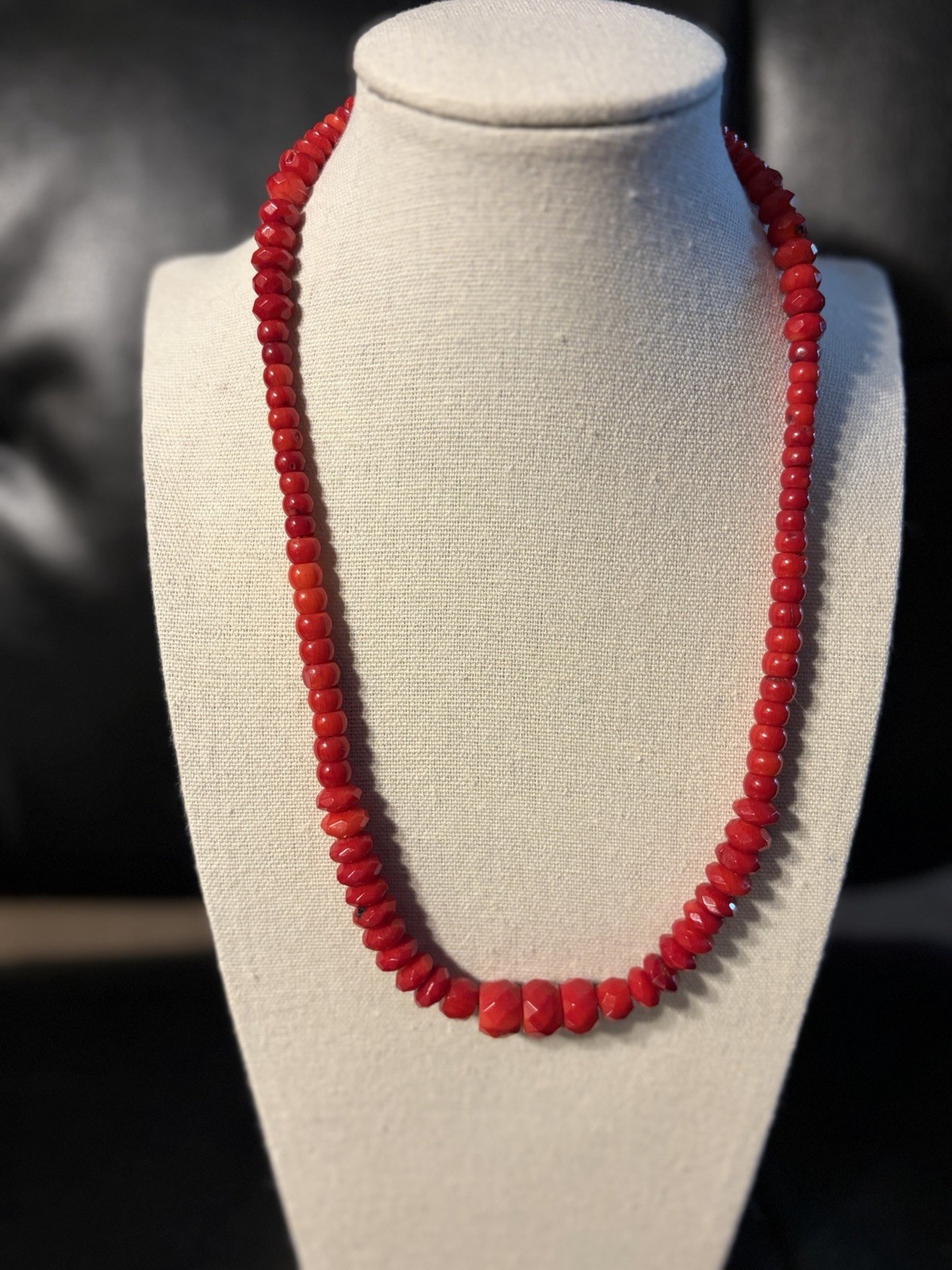 Jay King Red Bamboo Sea Coral Necklace Adjustable 925 Clasp