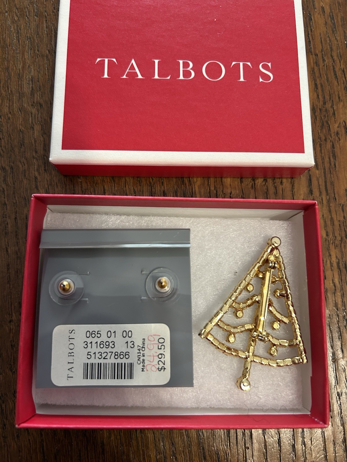 Talbots Holiday Pin And Pierced Earrings