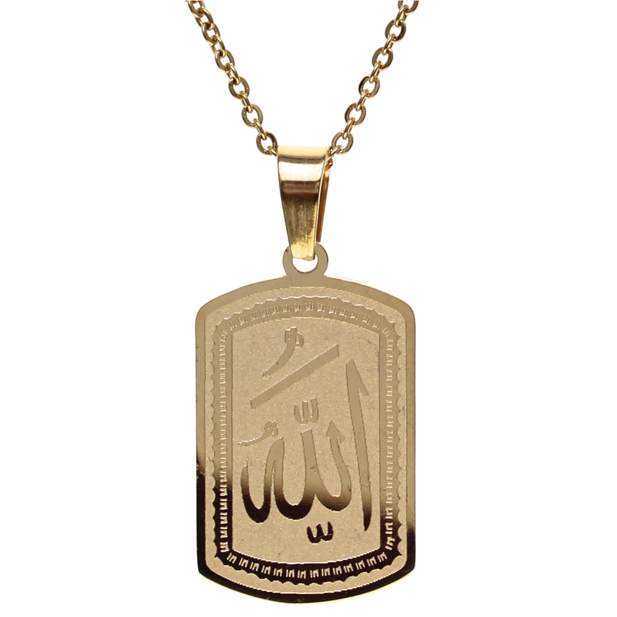 18k Gold Plated Allah Necklace Chain Islamic Arabic Muslim God Islam Gift Art