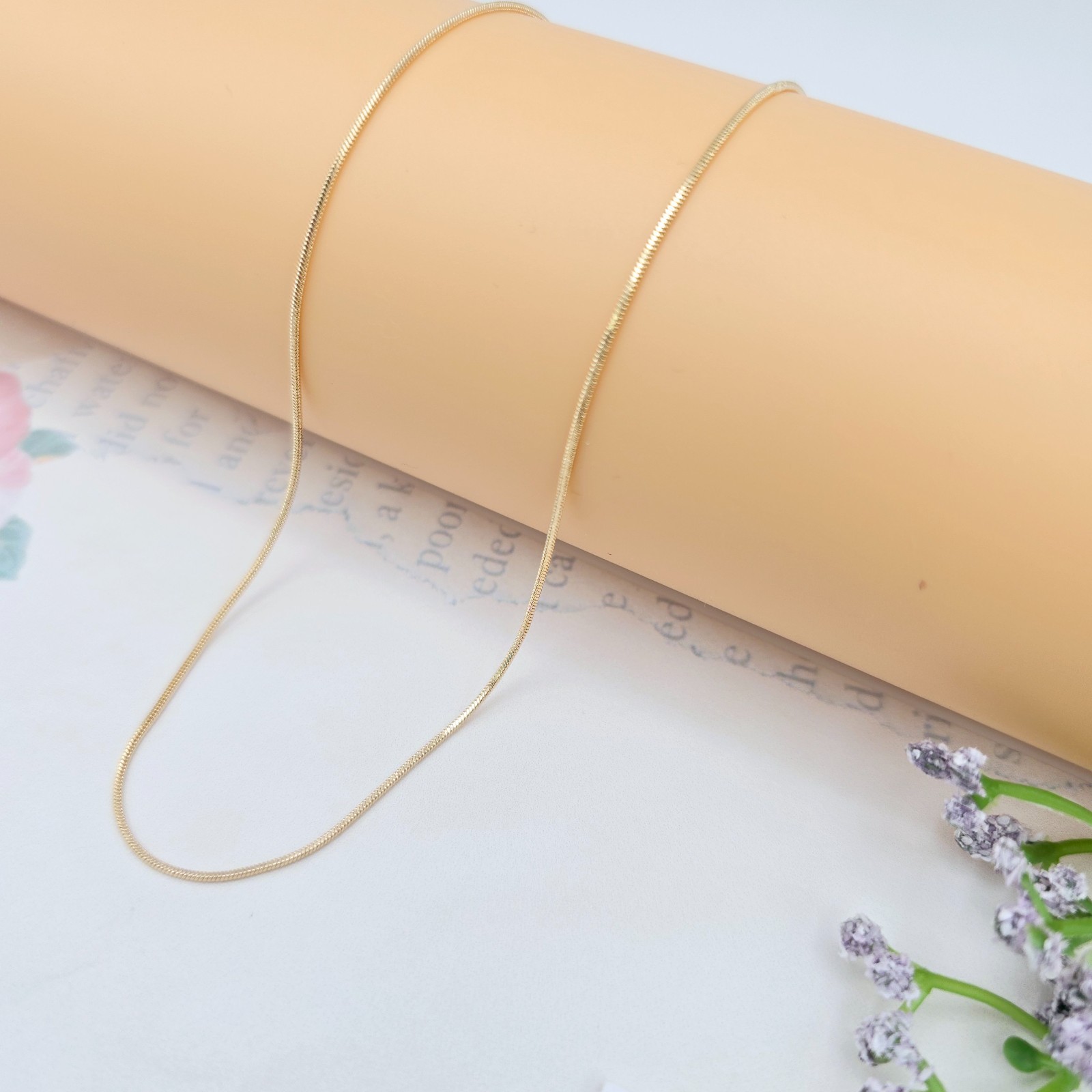 Flat Snake Chain Necklace for Women – 45cm , XPNL0047 Minimalist Rose Gold