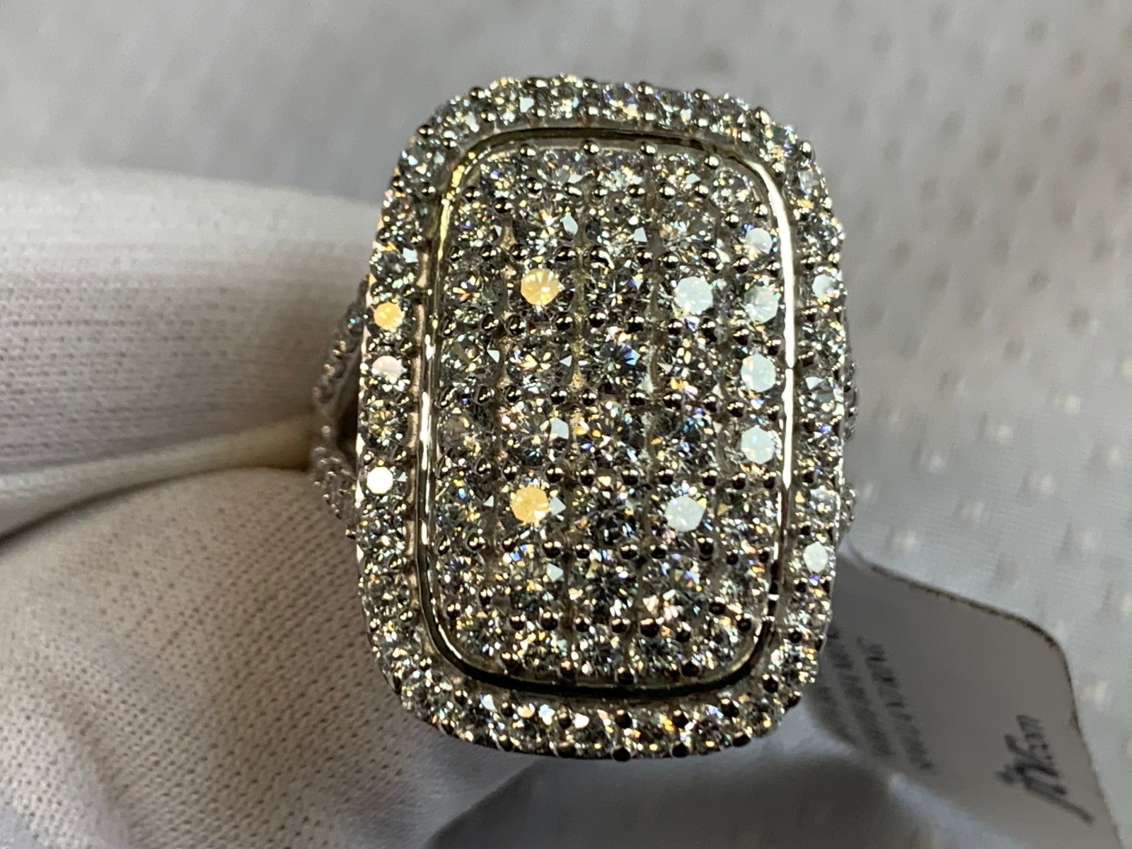Sterling Silver Ring 8.15g Fine Jewelry Size 8.75 Band Clear Stones India *READ*
