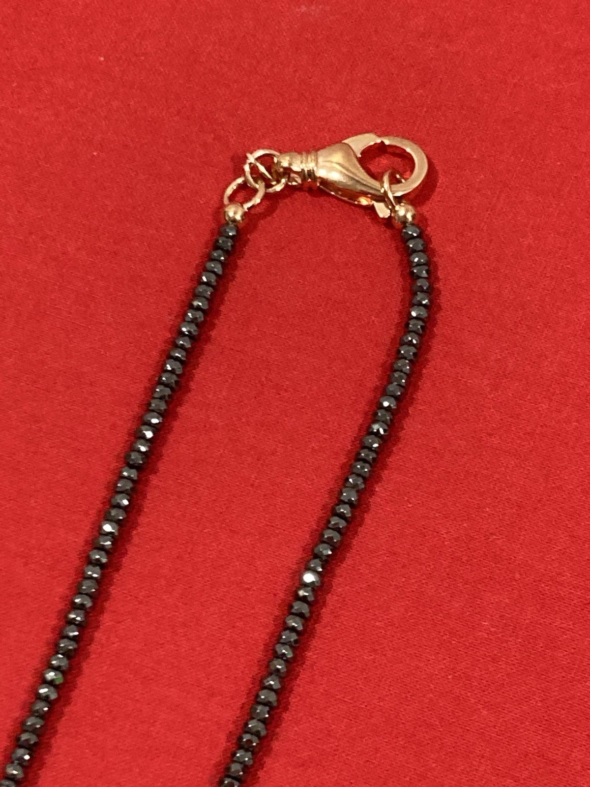 Vintage MILOR ITALY BRONZE Hematite Stone Beaded Chain Necklace 20.5″ NEW IN BOX