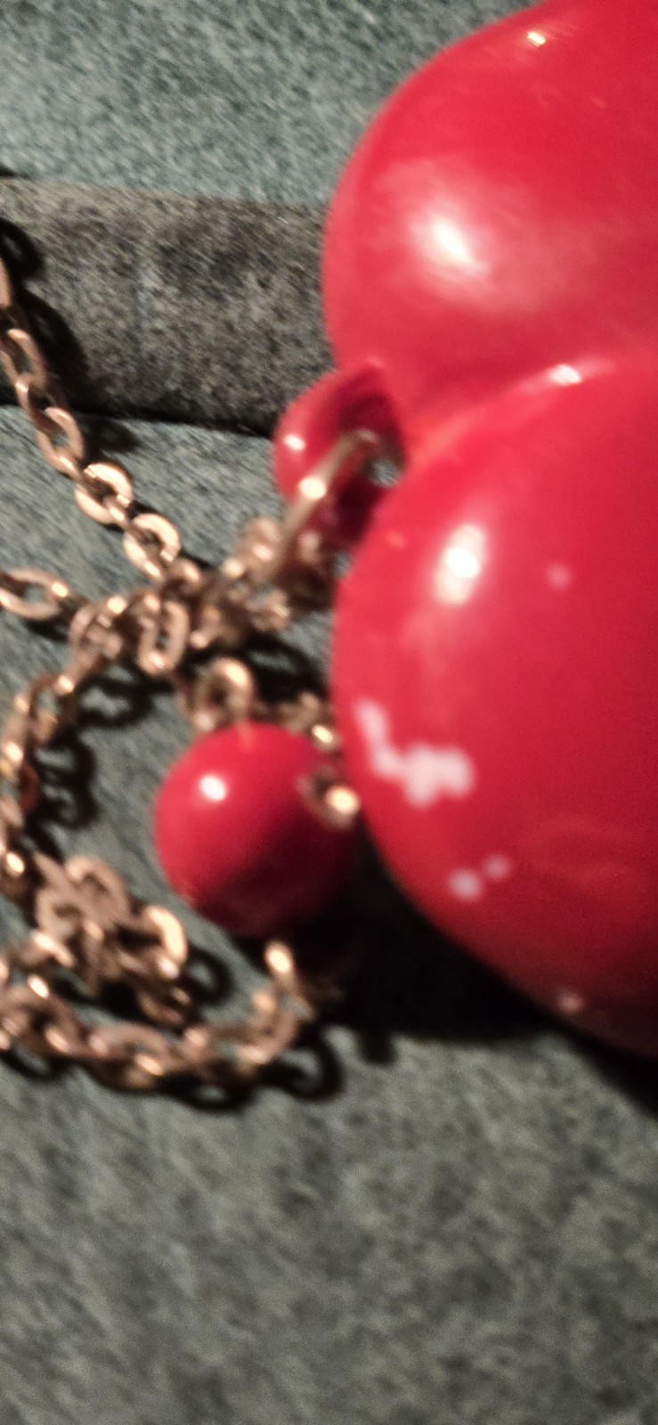 Red Heart Love Pendant Necklace 30″ G Goldtone Chain Heart Pendant 1.5X1.5″
