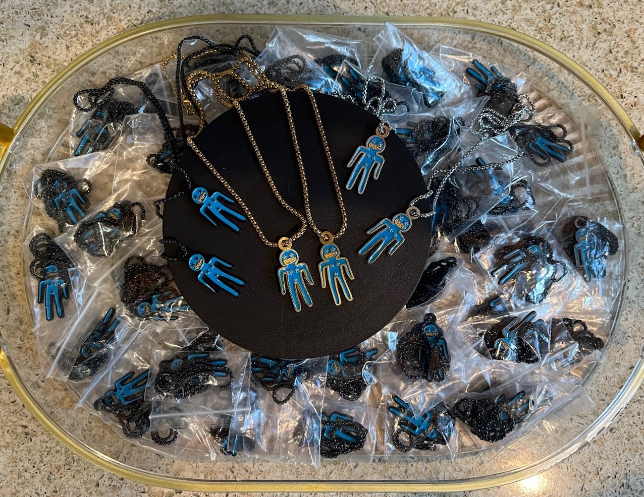Burning Man Lot -Gift Festival Pendant Necklace Charm Gold Silver Black Enamal