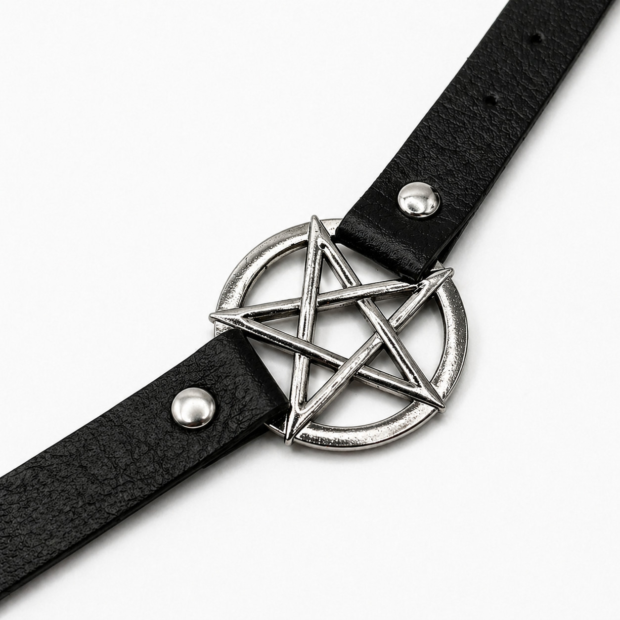 Punk Gothic Pentagram PU Leather Choker Collar Necklace Unisex Alt Emo