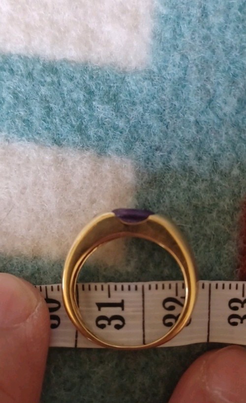 H Stern 18k Solid Gold Amethyst Ring With Tiny Diamond, Size 5.5