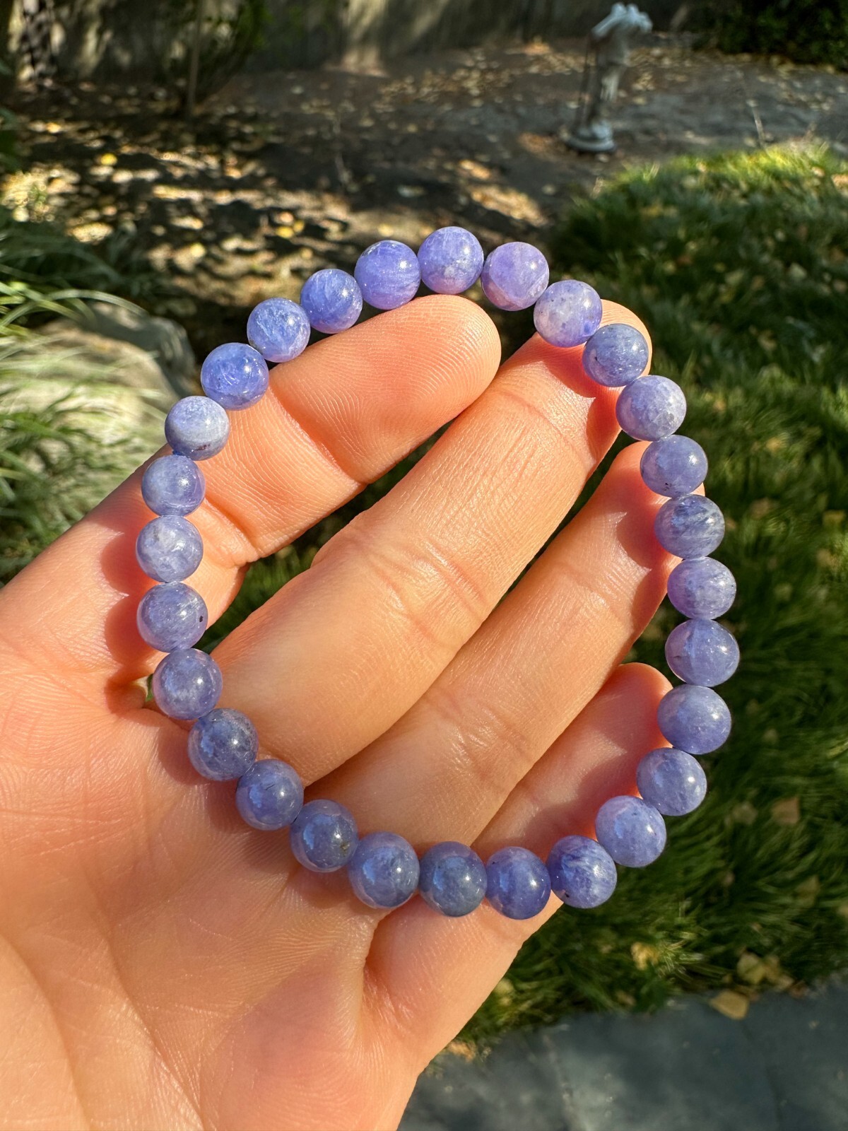6.8mm Natural Blue Purple Tanzanite Beaded Bracelet | 坦桑石手串