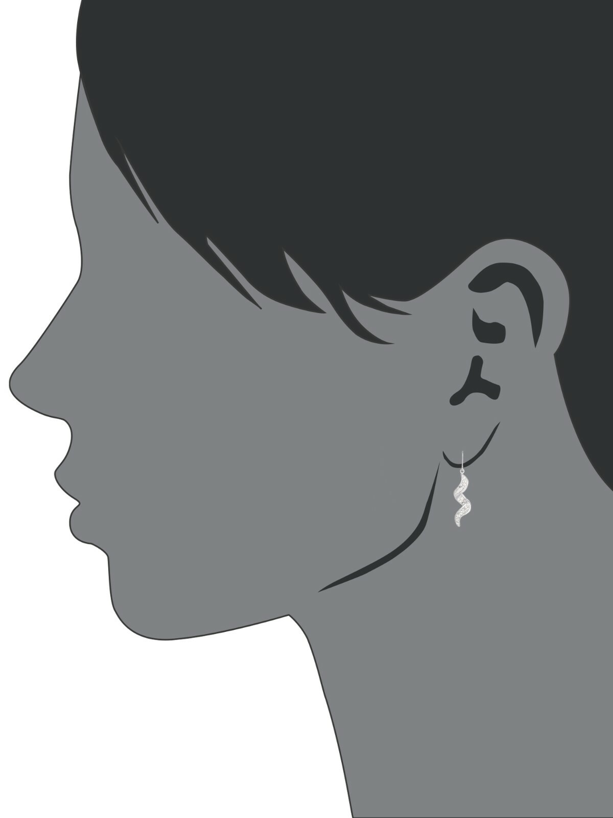 Fine Silver Plated Brass Clear Crystal Corkscrew Dangle Earring